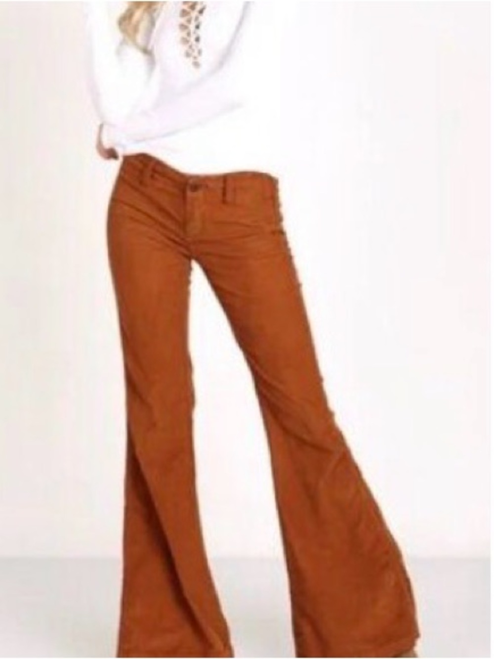 Free People Rust Orange Brown Corduroy Flared Pants Bell Bottom